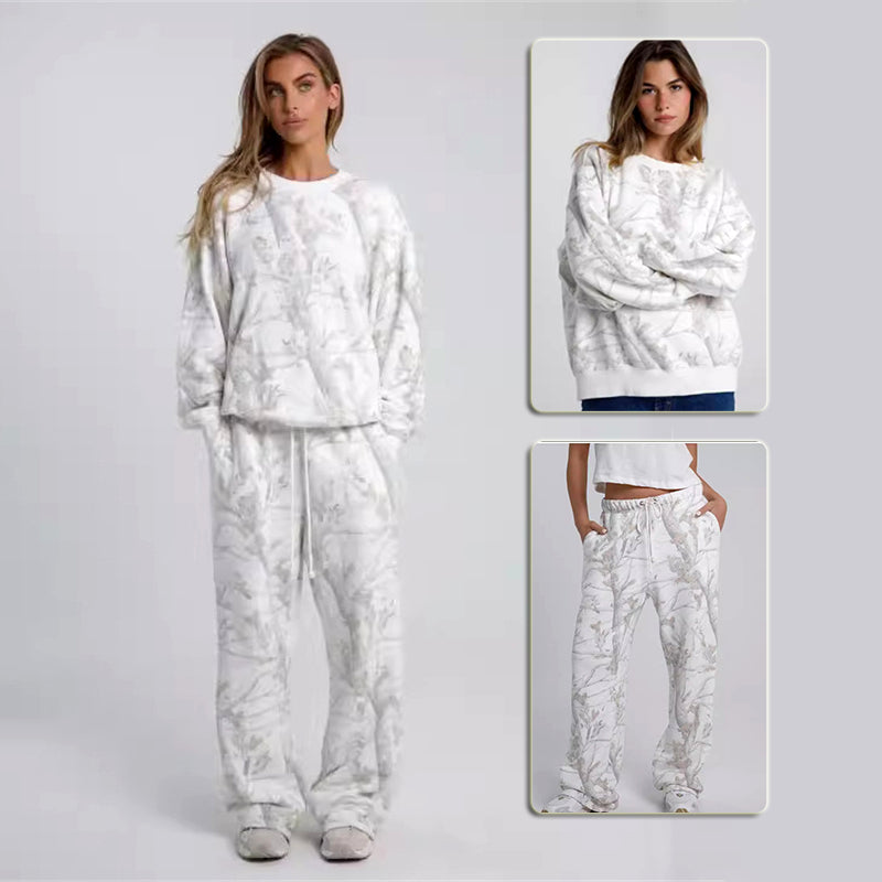 image-of-a-women-wearing-camouflage-two-piece-sweatsuit-matching-set